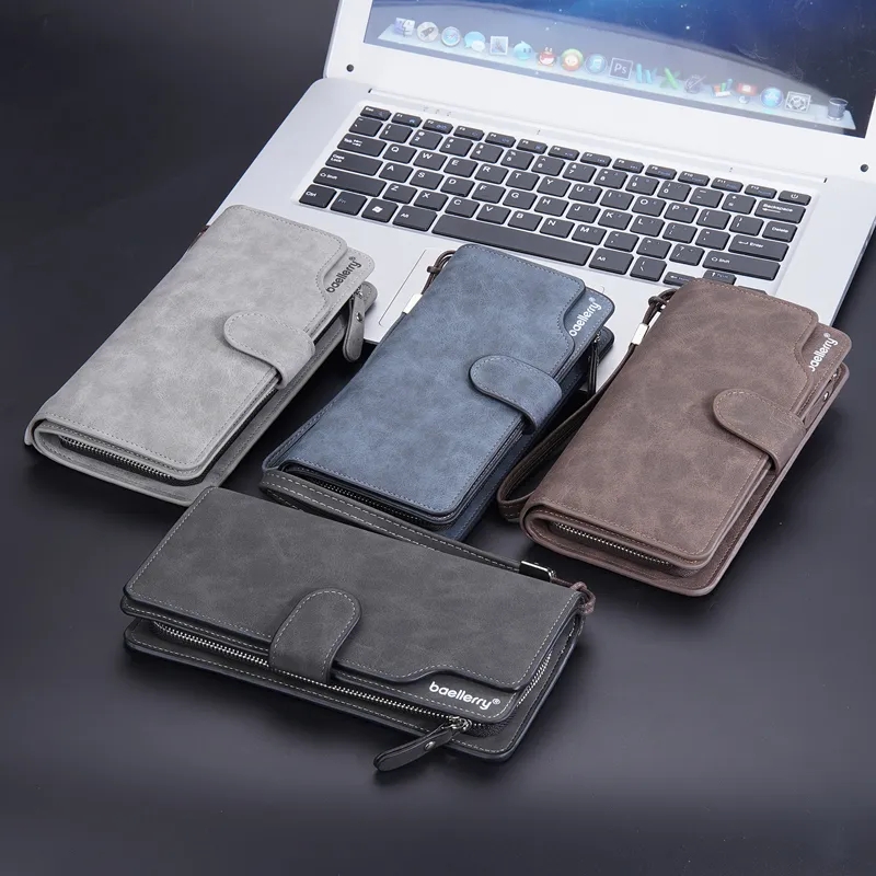 財布 メンズ ロングジッパー バックルウォレット 大容量 クラッチバッグ マルチカードスロット 携帯電話一体型カードホルダー メンズウォレット