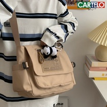 Japanese workwear retro messenger bag for men ins college students attending class single shoulder crossbody backpack large capacity crossbody bag for women