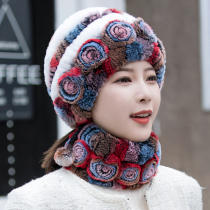 Rex rabbit fur middle-aged mother fashionable hat autumn and winter plush warm and cold-proof old man fur hat grandma winter