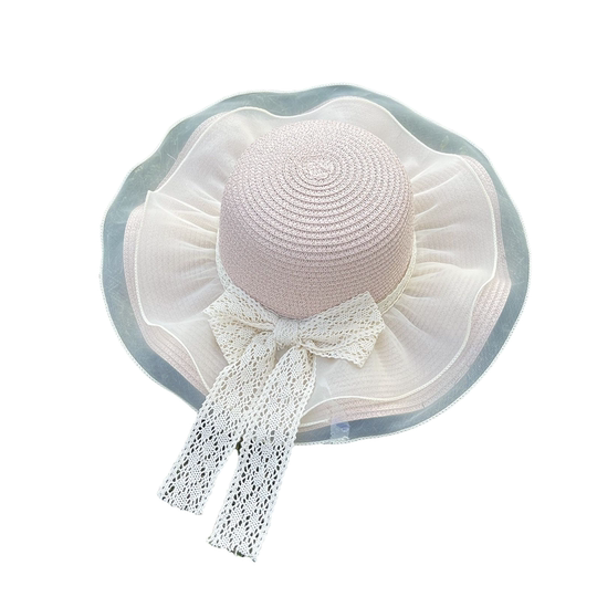 Straw hat women in summer beach beach sun protection sun hat travel UV mesh photo sun hat