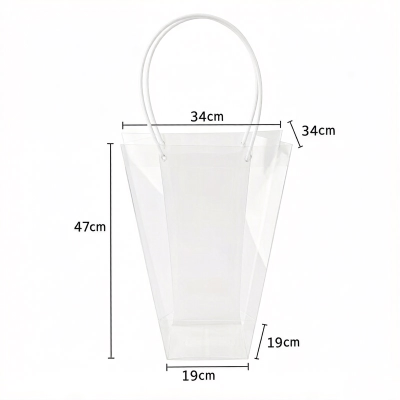 Pvc Tote Bag Transparent Waterproof Rose Flower Bag. Internet Celebrity Tote Bag Ladder-Shaped Bag Simple H5 Medium Size