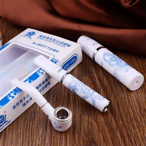 Сине-белый мундштук, универсальный комплект подходит для мужчин и женщин чтобы бросить курить, китайский стиль, 3 предмета