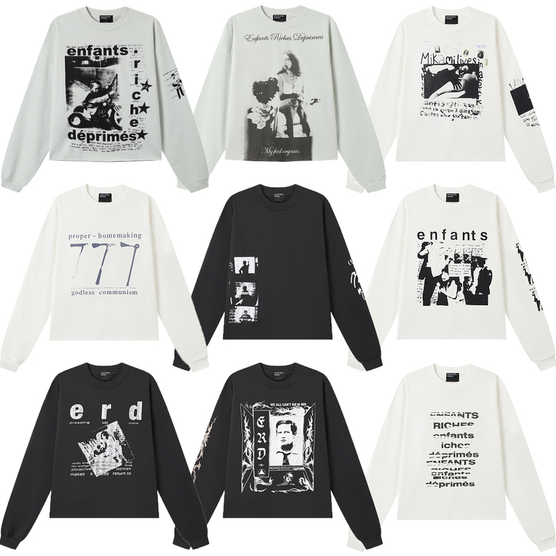 American-Style Erd Melancholic Rich Second-Generation Trendy Brand Cleanfit Rolled Hem Long-Sleeve Vibe High Street T-Shirt Couple Style