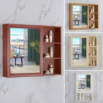 Mirror cabinet wall-mounted space aluminum bathroom mirror cabinet wall-mounted aluminum mirror box storage mirror with shelf