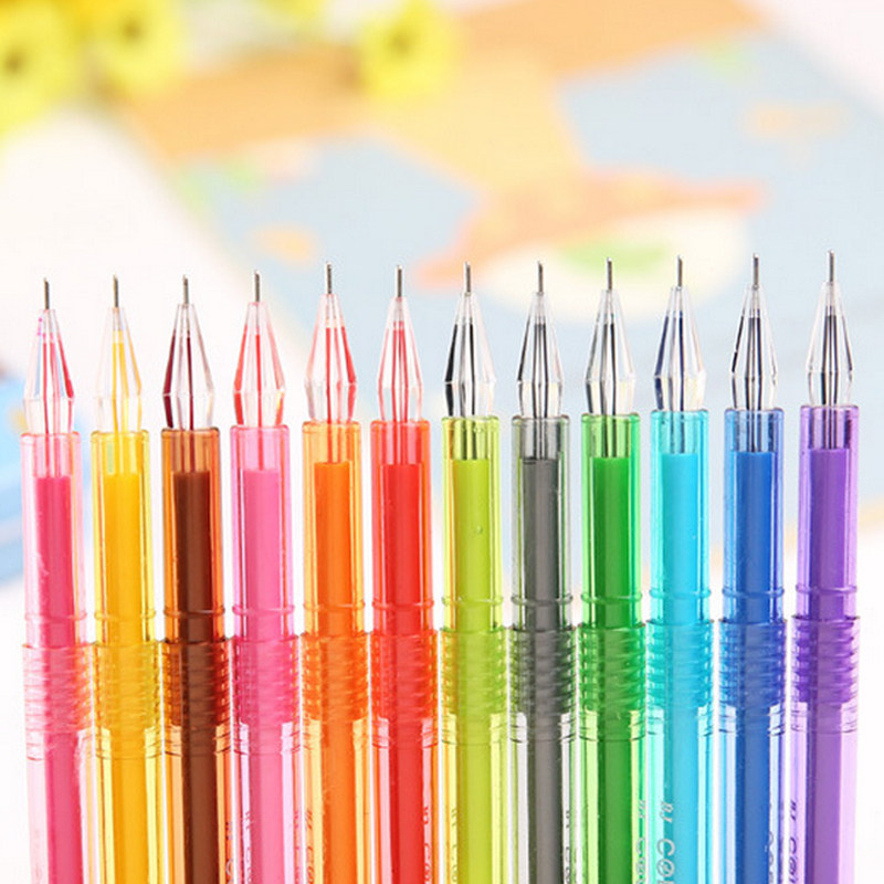 12 color cute diamond head neutral pen creative color waterborne signature brush student drawing brush office stationery supplies