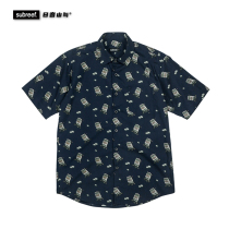 Old Tiger Machine Hide White Short Sleeve Shirt Subreef Dark Islands Vintage American Street Trend Easy Comfort