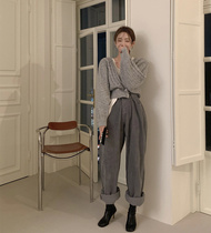 (Seconds Kill) Han Mile Design Sensation Niche Fashion Display Slim short Korean version sweater knit cardigan jacket blouse