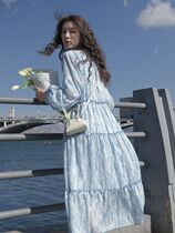 Han Milai Blue Law Style Reduction of Slim Fit Dress Woman 2022 Early spring New name Yuanyuan Temperament Long Sleeve Shirt Dress