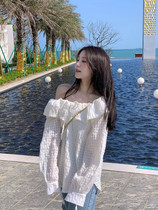 Han Milai White Shirt Woman Spring Senior Sensation Lazy Wind with Relaxed Temperament Design Sensation with a Little Shoulder Blouse