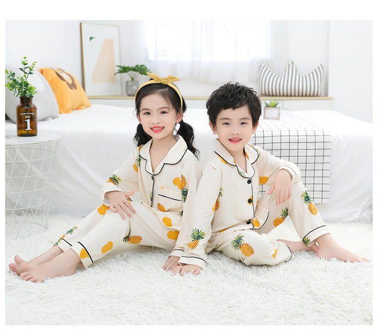 儿童睡衣春秋季薄款牛奶丝长袖卡通女孩小孩男童女童家居服套装详情12