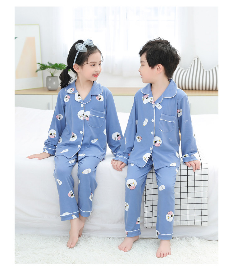 儿童睡衣春秋季薄款牛奶丝长袖卡通女孩小孩男童女童家居服套装详情35