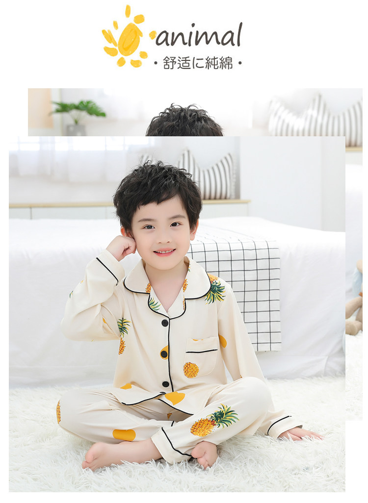 儿童睡衣春秋季薄款牛奶丝长袖卡通女孩小孩男童女童家居服套装详情2