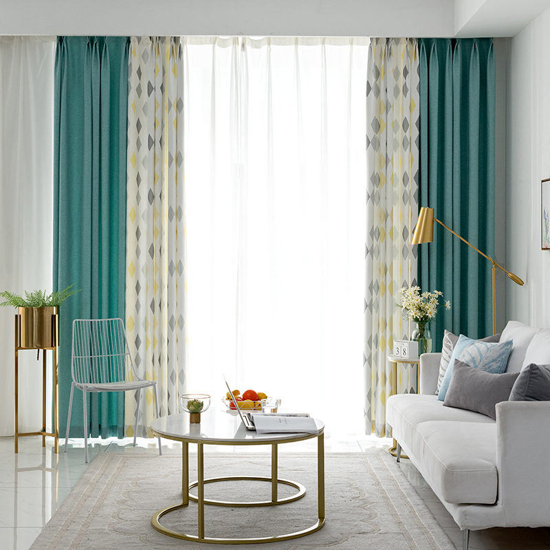 Nordic minimalist modern small fresh blackout stitching curtain custom cotton bedroom living room impotence finished curtains