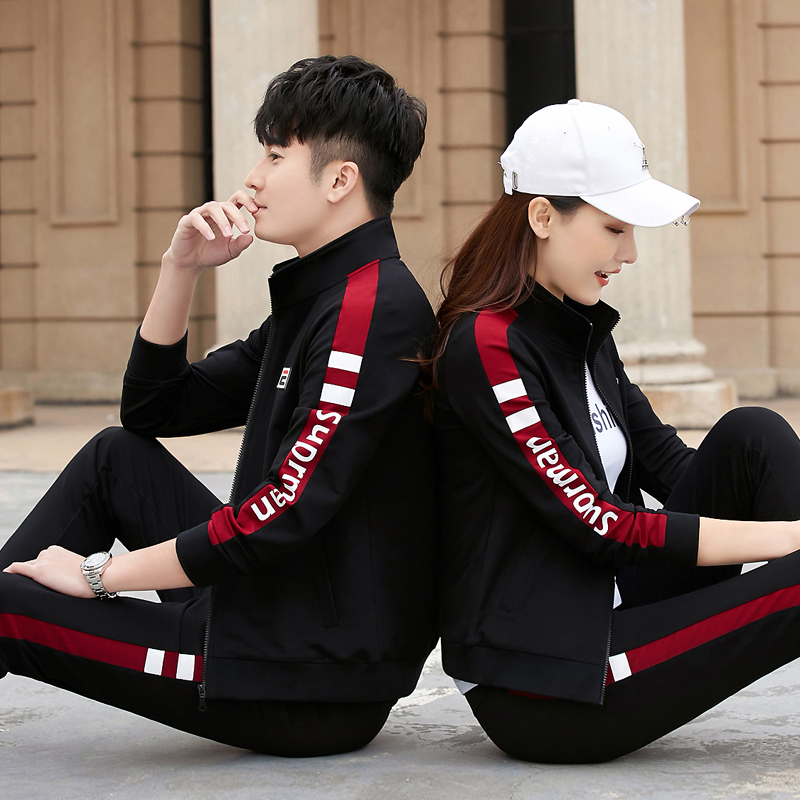 Couples sports suits unisex spring and autumn outdoor fashion casual running clothes cotton casual tops loose three-piece suit