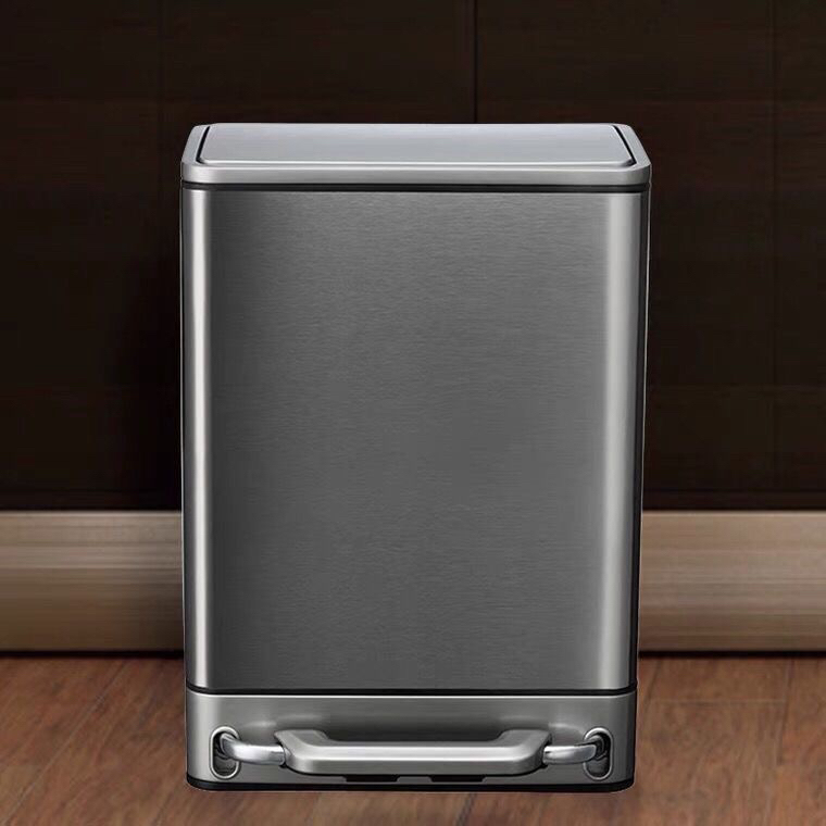 Upella Stainless Steel Trash Can for Home Use, European Style, for Kitchen, Living Room, Office, Rectangular, Foot Pedal, Large Size