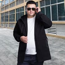 230 pounds mens autumn coat fat man large size tide fat middle-aged people plus fat plus loose cotton windbreaker 45 years old