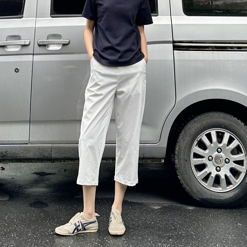 Left-Hand Diary Summer Wrinkle-Resistant Hand-Ironed Cropped Pants Petite White Straight-Leg Pants Simple Women's Pants Slimming Left-Hand Diary Summer Wrinkle-Resistant Hand-Ironed Cropped Pants Petite White Straight-Leg Pants Simple Women's Pants Slimming