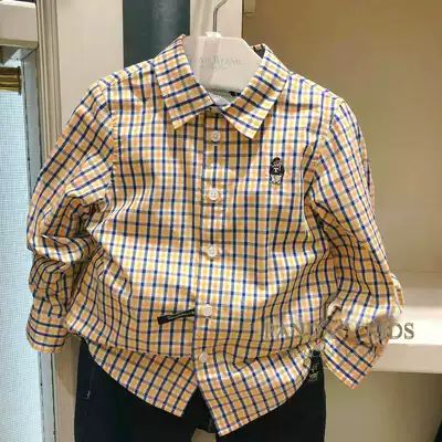 TW bear children's clothing 2020 Spring and Autumn new boy long sleeve plaid shirt cotton child Super foreign pie thin model