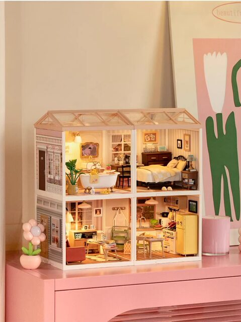 Rolife Ruolai Super World Bathroom DIY House Puzzle Assembly Model Handmade Building Blocks Children's Day Gift