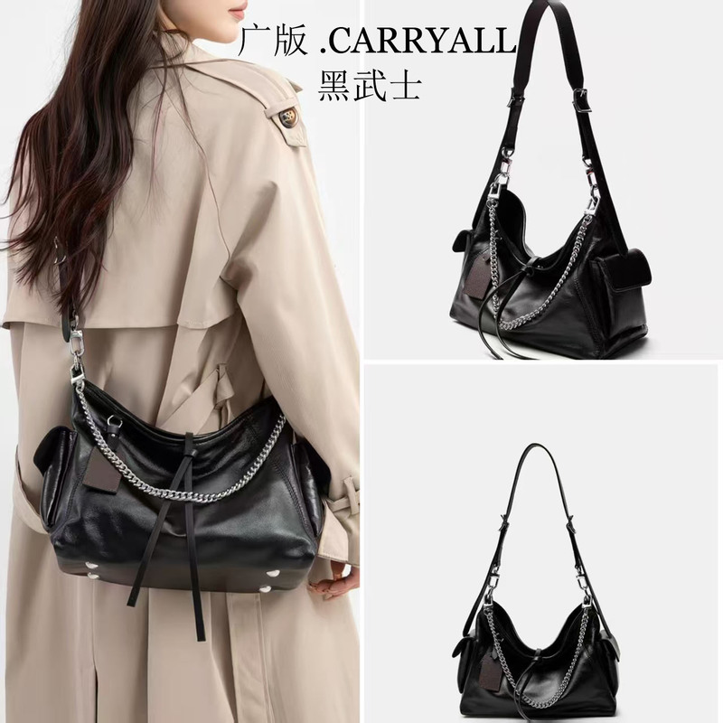 Black Warrior Small Carryall Tote Bag Shopping Bag Lambskin Handbag Shoulder Bag Small Size Women's Model