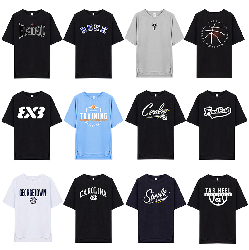 American-Style Shooting Training Uniform Short-Sleeved Sports T-Shirt Men's 3X3 Basketball Quick-Drying Clothing Fitness Running Ncaa Warm-Up Jersey