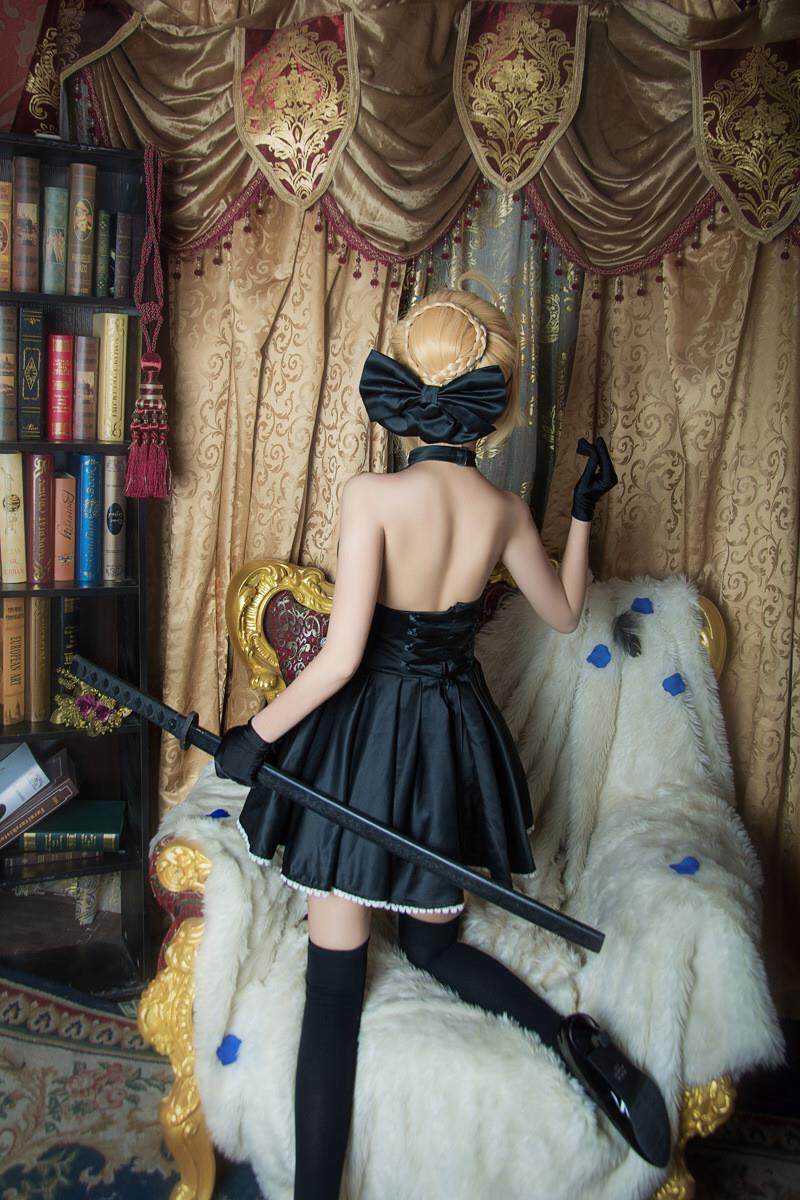 товар из китая 黑saber连衣裙命运之夜fate吾王阿尔托利亚cosplay女装礼服