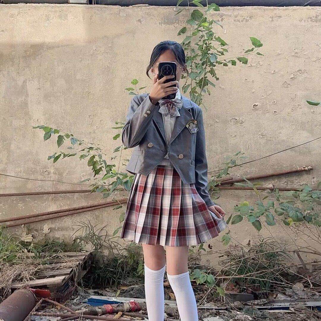 jk制服加工定制 金鱼姬jk格裙原创西装制服套装秋冬季儿童女学生学院风校服百褶裙