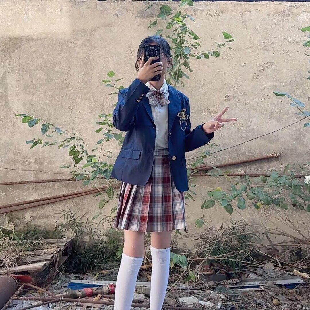 jk制服加工定制 金鱼姬jk格裙原创西装制服套装秋冬季儿童女学生学院风校服百褶裙