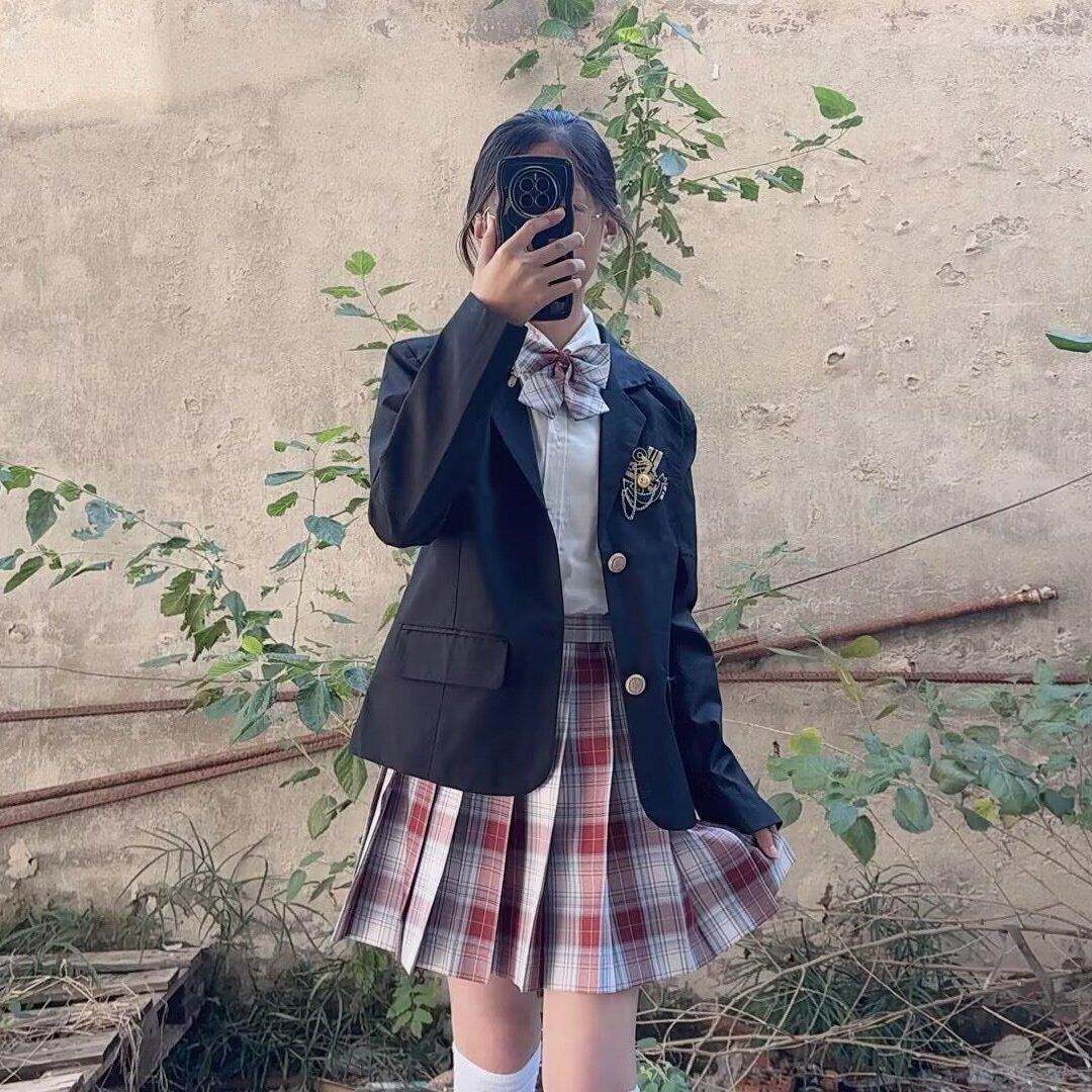 jk制服加工定制 金鱼姬jk格裙原创西装制服套装秋冬季儿童女学生学院风校服百褶裙
