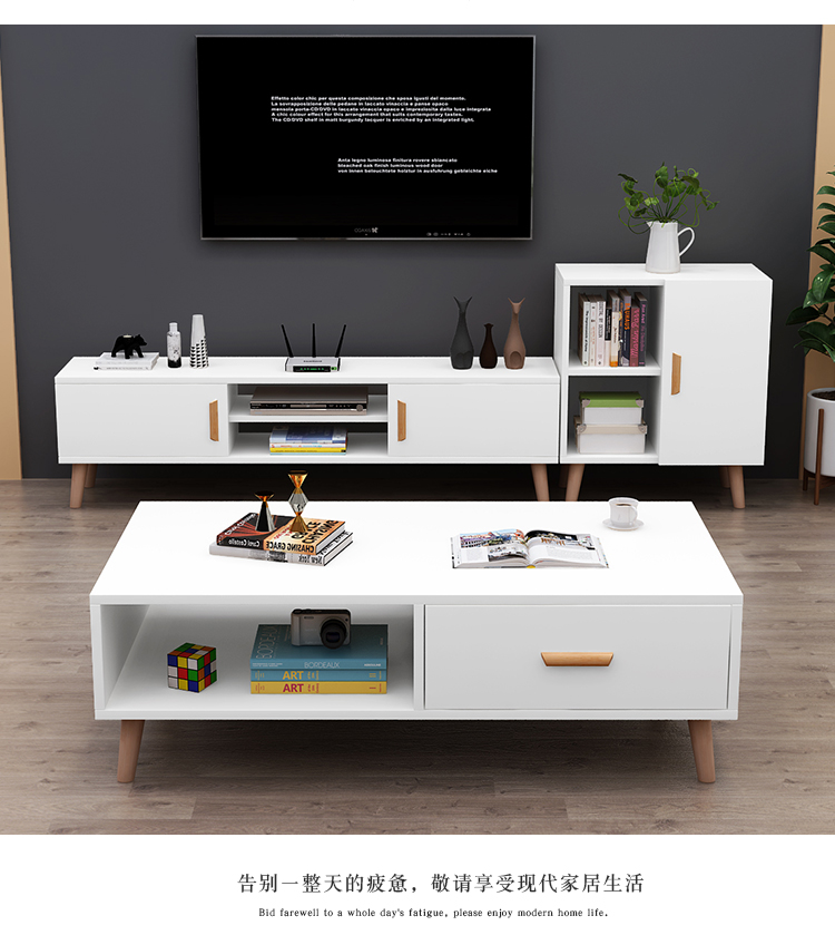 Bàn cà phê Bắc Âu Tủ TV đặt đơn giản và hiện đại hình chữ nhật phòng khách kích thước nội thất căn hộ bàn cà phê gỗ rắn - Bộ đồ nội thất bộ bàn ghế phòng khách