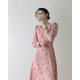 Long-sleeved chiffon floral dress female spring new slim temperament tea break French sweet and fresh fairy dress