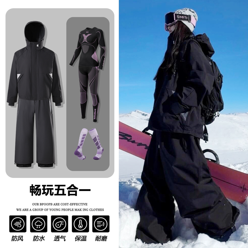Northeast Ski Suit for Men and Women, Fleece-Lined, Waterproof, Breathable, Sweat-Wicking, Suitable for Snowboarding and Skiing, with Quick-Drying Inner Layer