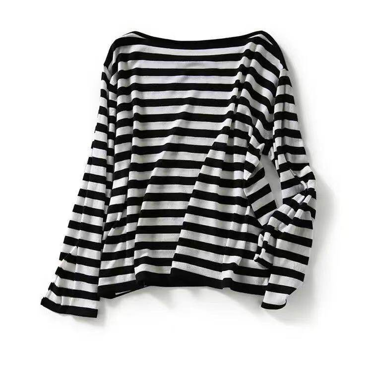 Одежда модная солнца защиты 清仓捡漏专柜撤回尾单外贸剪标撤柜冰丝针织衫一字肩喇叭袖防晒衫