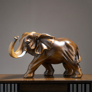 A Pair of Lucky Elephant Figurines, a Creative Opening Gift, Suitable for Office, Living Room, or Wine Cabinet, with Good Meaning and Fine Craftsmanship