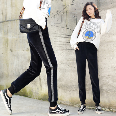 【双面绒450g】高腰金丝绒运动裤