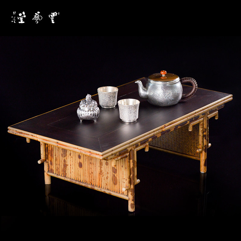 Cloud Arts Hall Xiangfei Princess Tea Desk Bamboo Weaving Show Rack Handmade Tea Shed Shelf Tea Dauphorn tea Small number rectangle