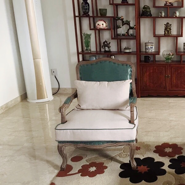 american country living room single leisure sofa european cloth bedroom study chair french hotel solid wood tiger chair