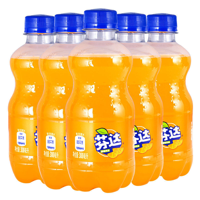 Coca-Cola Official Product Fenda Orange Soda Summer Carbonate Drink 300ml*12 Small Bottles in the Complete Pack