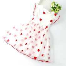 Girl dress summer 2021 New Korean version of flying sleeve little girl Summer Super foreign air net gauze princess skirt