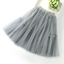 Girls skirt autumn dress new childrens long-term big child girl Autumn Western style puffy gauze princess skirt