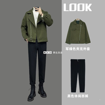 Little red book tide man with three sets of autumn and winter shorts woolen mens jacket jacket Korean version of loose and handsome