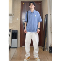 Little Red Book Huo Little Man Wear Summer Short Sleeve Polo Short Sleep Book Men Half-Leisure and Wind-Leisure College