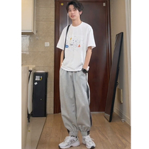 Little Red Book Huge Little Book Wear Summer American Printing Short Sleeve T-shirt Men Loose Tide in Handsome Handsome Half-sleeve