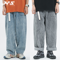 Mr. Jiangnan Spring New Japanese Wash Retro Daddy Pants Men Korean Loose Straight Denim Skateboard Pants