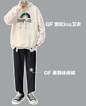 GF wear wooden spring and autumn loose ins sweater mens Tide brand loose casual hooded coat Tassy LAND fitting room