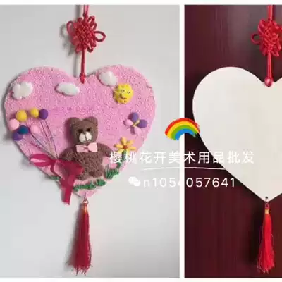 Mother's Day super light earth diy creative hand-painted material white embryo log heart-shaped plate 20 set 50