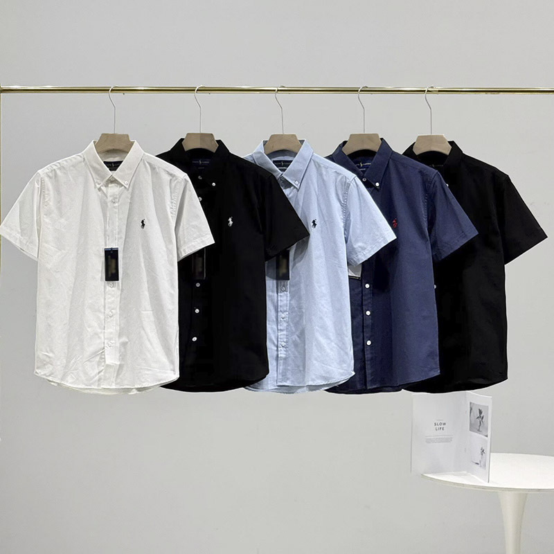 Ralph Lauren Ralph Lauren Unisex Pure Cotton and Linen Short-Sleeved Shirt Summer Embroidered Pony Logo Shirt Ralph Lauren Ralph Lauren Unisex Pure Cotton and Linen Short-Sleeved Shirt Summer Embroidered Pony Logo Shirt
