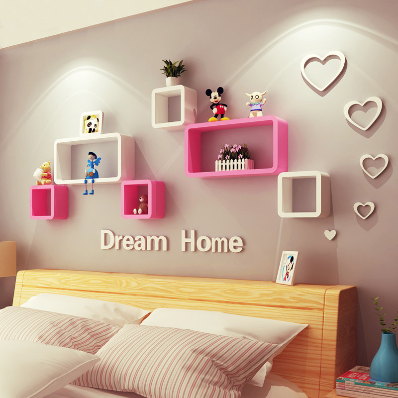 Wall Shelf Wall Partition Wall Living Room Bedroom Creative Lattice Free Drilling Tv Background Wall Decoration