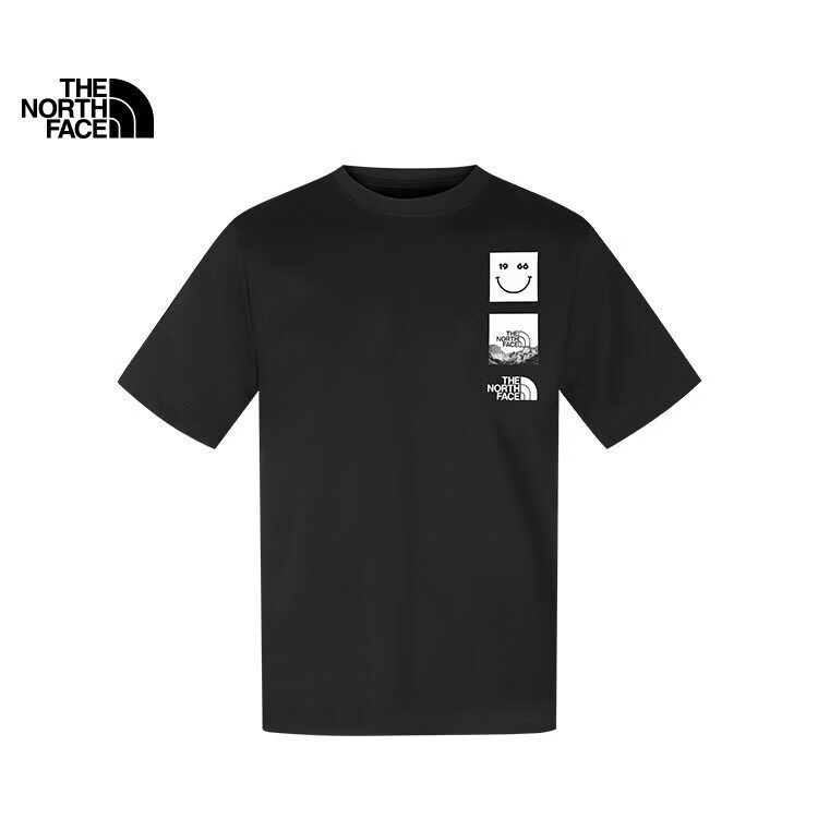 26 Spring and Summer New Models Thenorthface Outdoor Men's and Women's Smiley Face Printed Round Neck Short-Sleeved T-Shirt 8Gvk