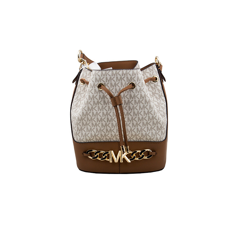 Michael Kors New Brown and White Women's Bucket Shoulder Crossbody Bag 30S2Gdvs2B